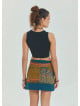 Snap Closure Pocket Patchwork Wrapped Petrol Floral Skirt 4687